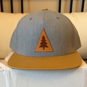 Gray and Tan Flatbill Hat with Tree Logo